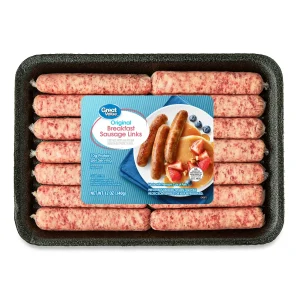 Great Value Uncooked Original Breakfast Pork Sausage Links 12 oz Package